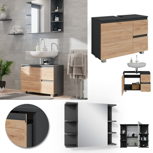 Vicco Set mobili bagno Grigio 2 parti