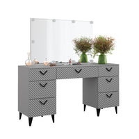 Vicco Tavolo da toeletta Grigio 150 cm con illuminazione a LED