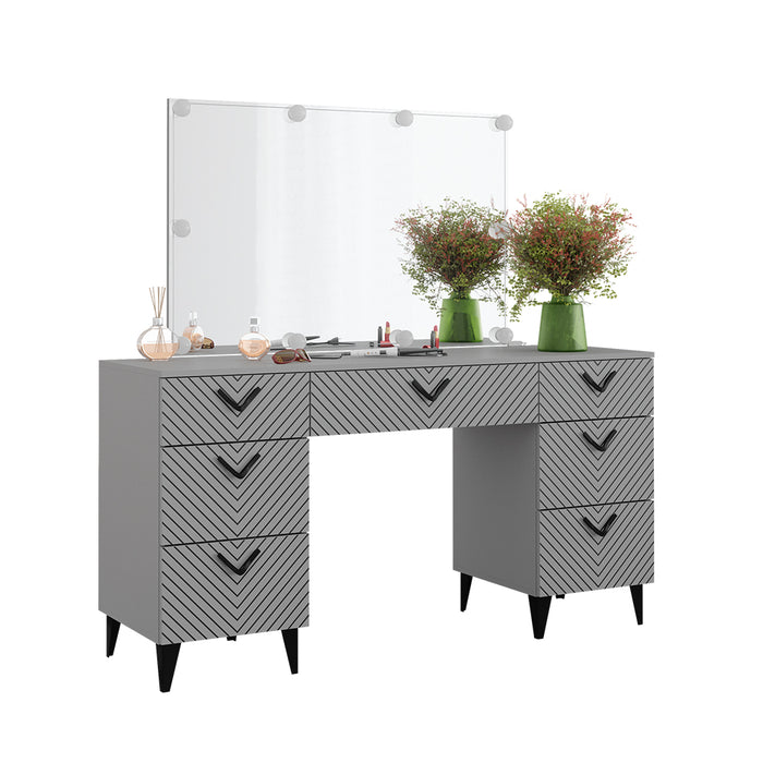 Vicco Tavolo da toeletta Grigio 150 cm con illuminazione a LED