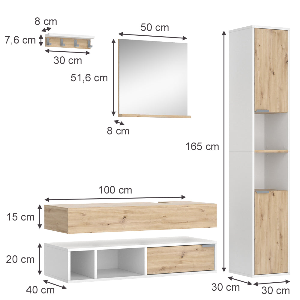 Vicco Set di mobili da bagno Bianco 5 parti