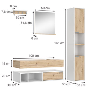 Vicco Set di mobili da bagno Bianco 5 parti