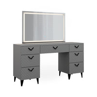 Vicco Tavolo da toeletta Grigio 150 cm con specchio a LED