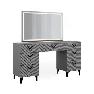 Vicco Tavolo da toeletta Grigio 150 cm con specchio a LED