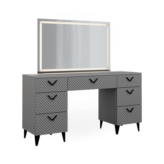 Vicco Tavolo da toeletta Grigio 150 cm con specchio a LED