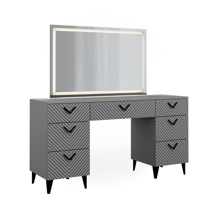 Vicco Tavolo da toeletta Grigio 150 cm con specchio a LED