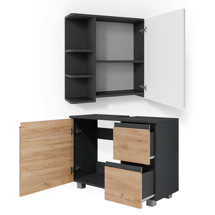 Vicco Set mobili bagno Grigio 2 parti