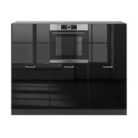 Vicco Cucine componibili piccole Nero lucido/antracite 180 cm senza piano di lavoro