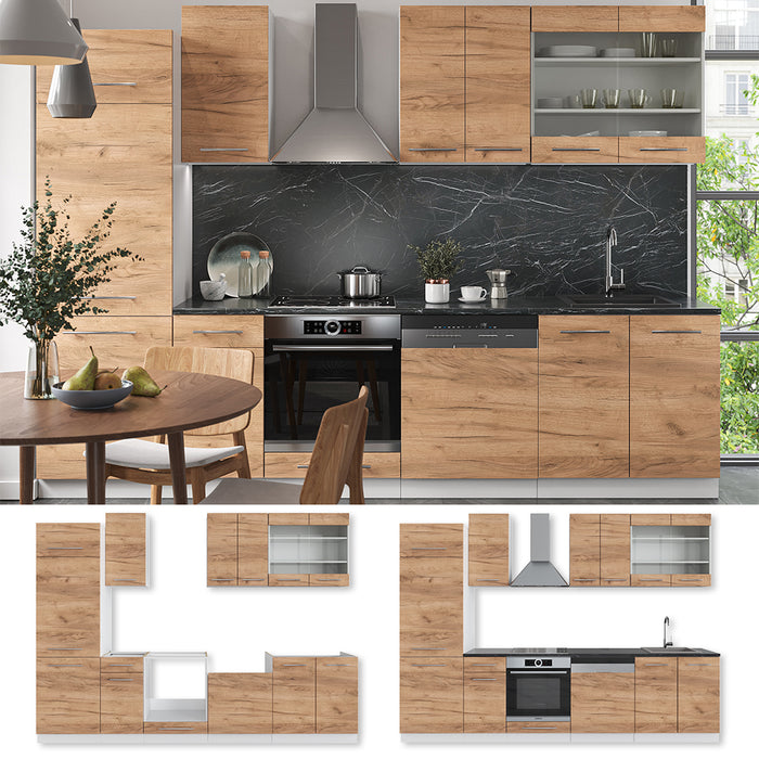 Vicco Cucina componibile Quercia dorata/bianco 300 cm senza piano di lavoro