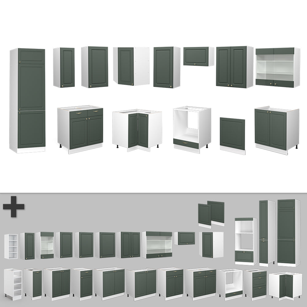Vicco Cucina angolare completa Verde-oro Country House/Bianco 227 x 287 cm , PL Rovere