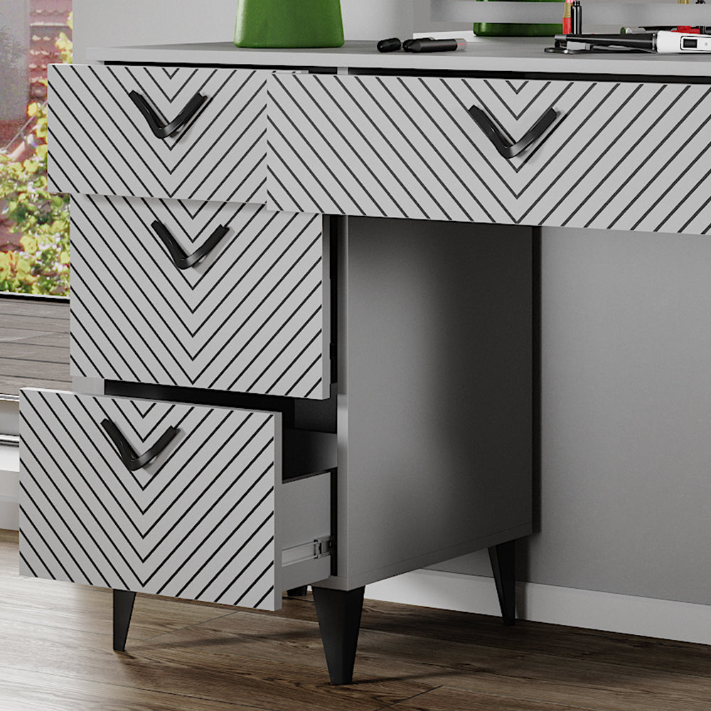 Vicco Tavolo da toeletta Grigio 150 cm con specchio a LED