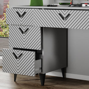 Vicco Tavolo da toeletta Grigio 150 cm con specchio a LED