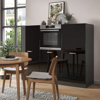 Vicco Cucine componibili piccole Nero lucido/antracite 180 cm senza piano di lavoro