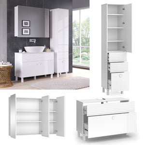 Vicco Set di mobili da bagno Bianco 3 parti, con colonna