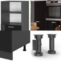 Vicco Cucine componibili piccole Nero lucido/antracite 180 cm senza piano di lavoro