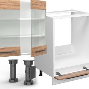 Vicco Cucina componibile Quercia dorata/bianco 300 cm senza piano di lavoro