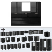 Vicco Cucine componibili piccole Nero lucido/antracite 180 cm senza piano di lavoro