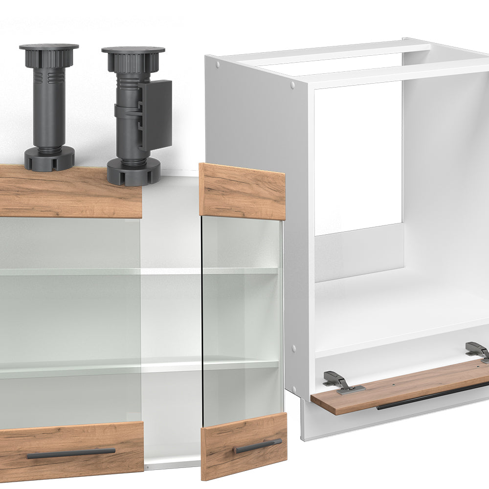 Vicco Cucina angolare completa Quercia dorata/bianco 160 x 190 cm , PL Antracite