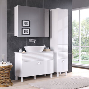 Vicco Set di mobili da bagno Bianco 3 parti, con colonna