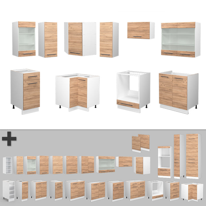 Vicco Cucina angolare completa Quercia dorata/bianco 160 x 190 cm , PL Marmo