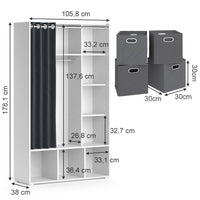 Vicco Armadio multifunzione Bianco 38 x 178.1 cm Con cassetti pieghevoli (grigio)