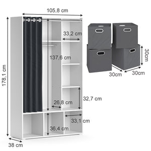 Vicco Armadio multifunzione Bianco 38 x 178.1 cm Con cassetti pieghevoli (grigio)