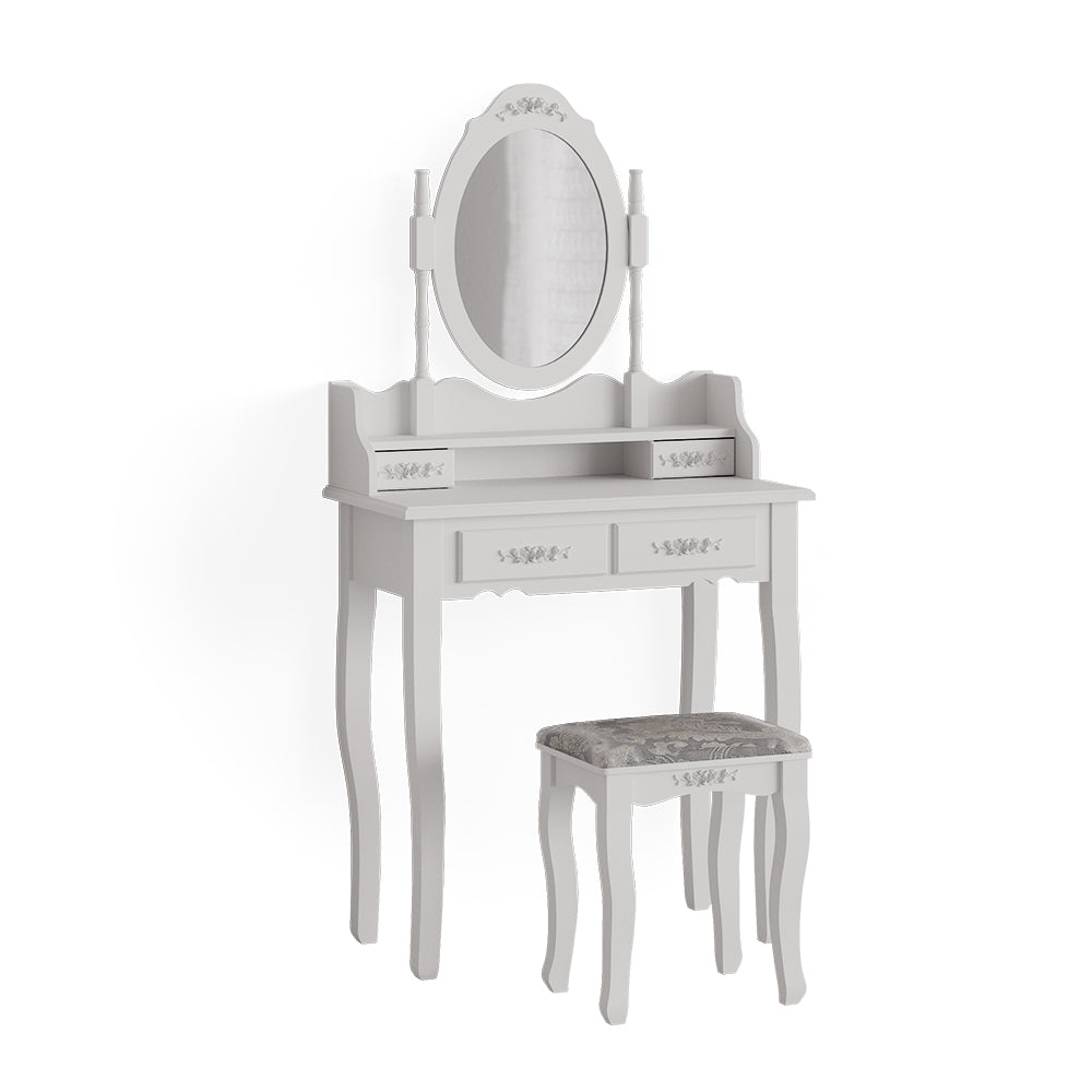 Vicco Tavolo da toeletta Bianco 75 cm con sgabello