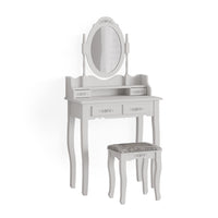 Vicco Tavolo da toeletta Bianco 75 cm con sgabello