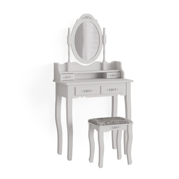 Vicco Tavolo da toeletta Bianco 75 cm con sgabello