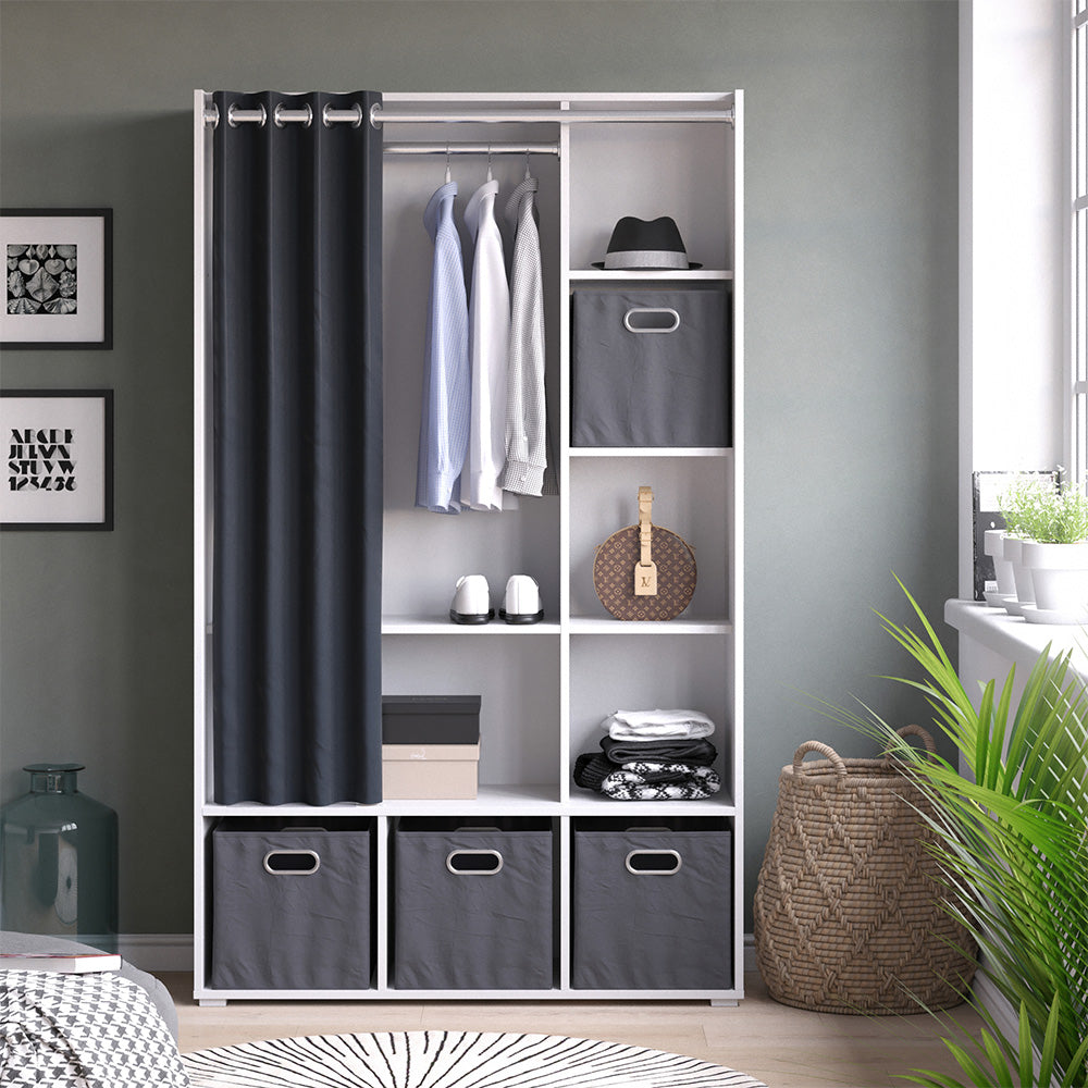 Vicco Armadio multifunzione Bianco 38 x 178.1 cm Con cassetti pieghevoli (grigio)