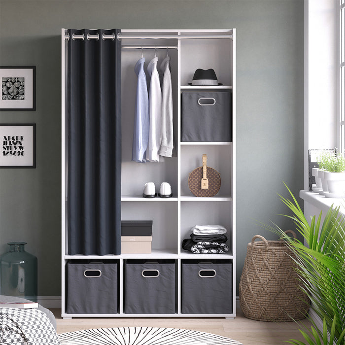 Vicco Armadio multifunzione Bianco 38 x 178.1 cm Con cassetti pieghevoli (grigio)