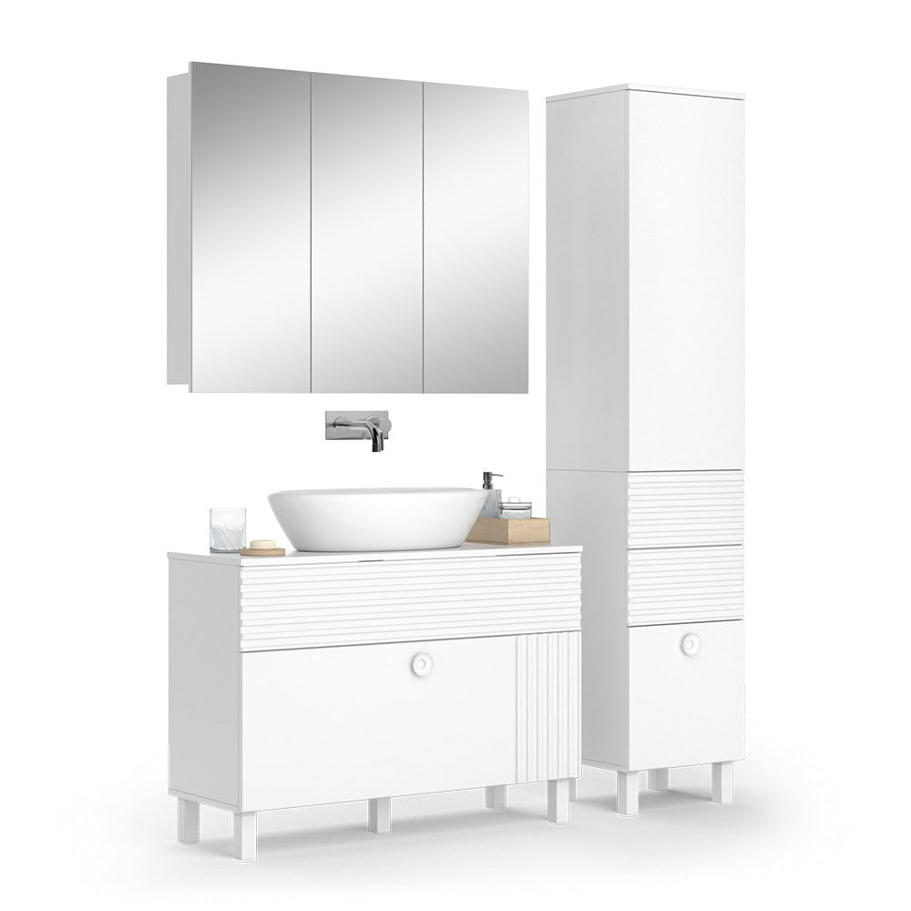 Vicco Set di mobili da bagno Bianco 3 parti, con colonna