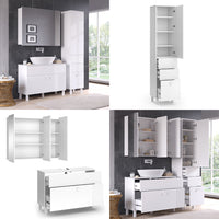 Vicco Set di mobili da bagno Bianco 3 parti, con colonna
