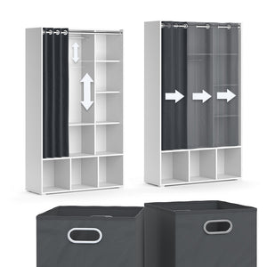 Vicco Armadio multifunzione Bianco 38 x 178.1 cm Con cassetti pieghevoli (grigio)