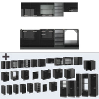 Vicco Cucina componibile Nero lucido/antracite 240 cm , PL Antracite