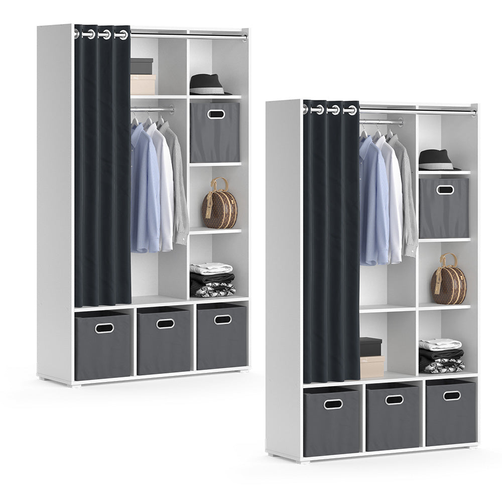 Vicco Armadio multifunzione Bianco 38 x 178.1 cm Con cassetti pieghevoli (grigio)