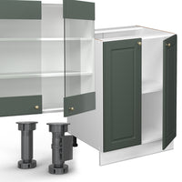 Vicco Cucina componibile Verde-oro Country House/Bianco 300 cm con armadio alto, PL Antracite
