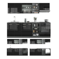 Vicco Cucina componibile Nero lucido/antracite 240 cm , PL Antracite