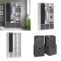 Vicco Armadio multifunzione Bianco 38 x 178.1 cm Con cassetti pieghevoli (grigio)