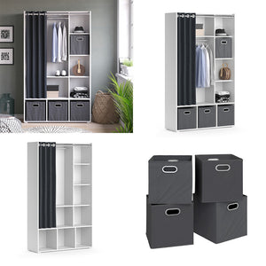 Vicco Armadio multifunzione Bianco 38 x 178.1 cm Con cassetti pieghevoli (grigio)