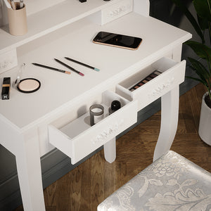 Vicco Tavolo da toeletta Bianco 75 cm con sgabello