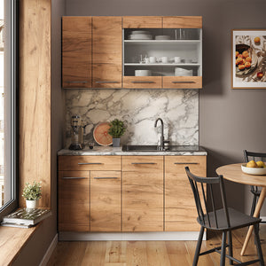 Vicco Cucina completa Quercia dorata/bianco 140 cm senza piano di lavoro