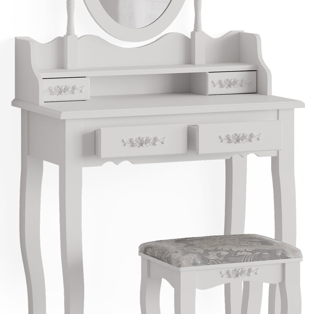 Vicco Tavolo da toeletta Bianco 75 cm con sgabello