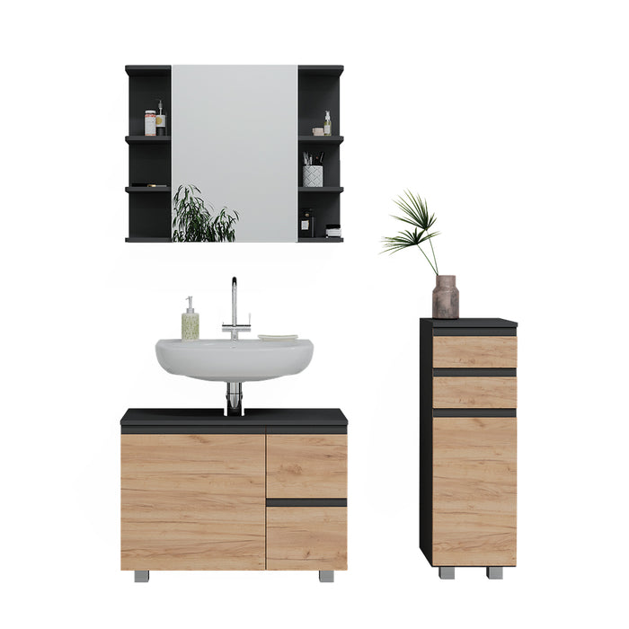 Vicco Set mobili bagno Grigio 3 parti