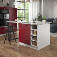 Vicco Isola cucina Bordeaux lucido/bianco 90 cm senza piano di lavoro