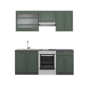 Vicco Cucina componibile Verde-oro Country House/Antracite 200 cm senza piano di lavoro