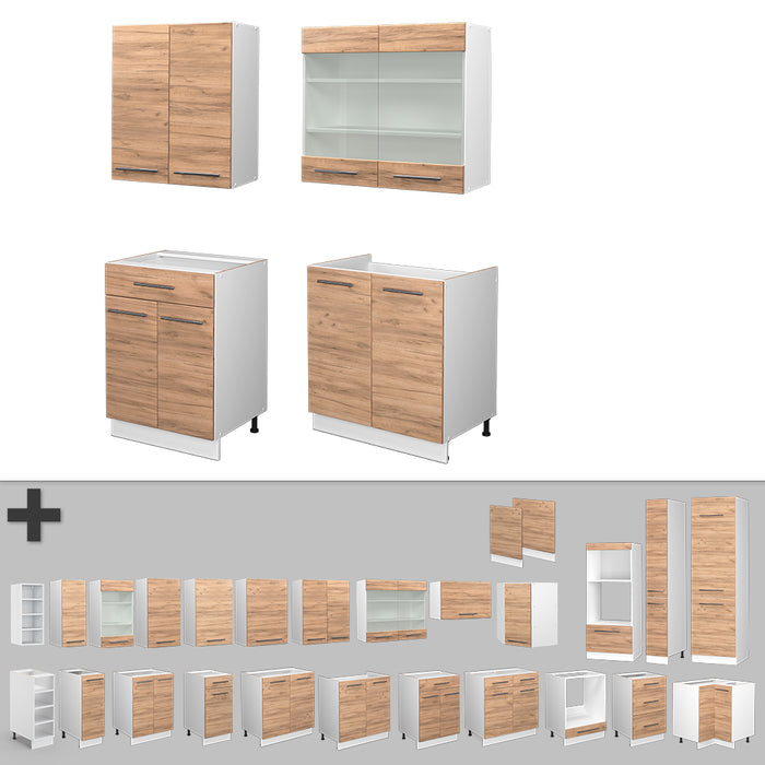 Vicco Cucina completa Quercia dorata/bianco 140 cm , PL Rovere