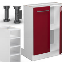 Vicco Isola cucina Bordeaux lucido/bianco 90 cm senza piano di lavoro