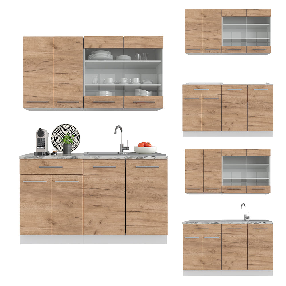 Vicco Cucina completa Quercia dorata/bianco 140 cm , PL Antracite