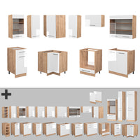 Vicco Cucina angolare completa Bianco lucido/oro power oak 160 x 190 cm , PL Rovere