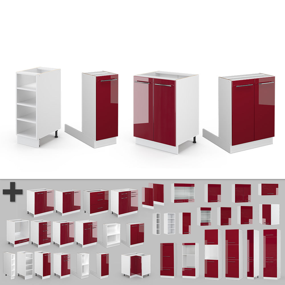 Vicco Isola cucina Bordeaux lucido/bianco 90 cm senza piano di lavoro